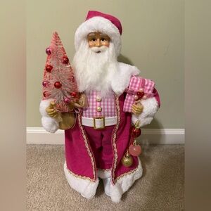 Festive Pink Santa Claus Figurine